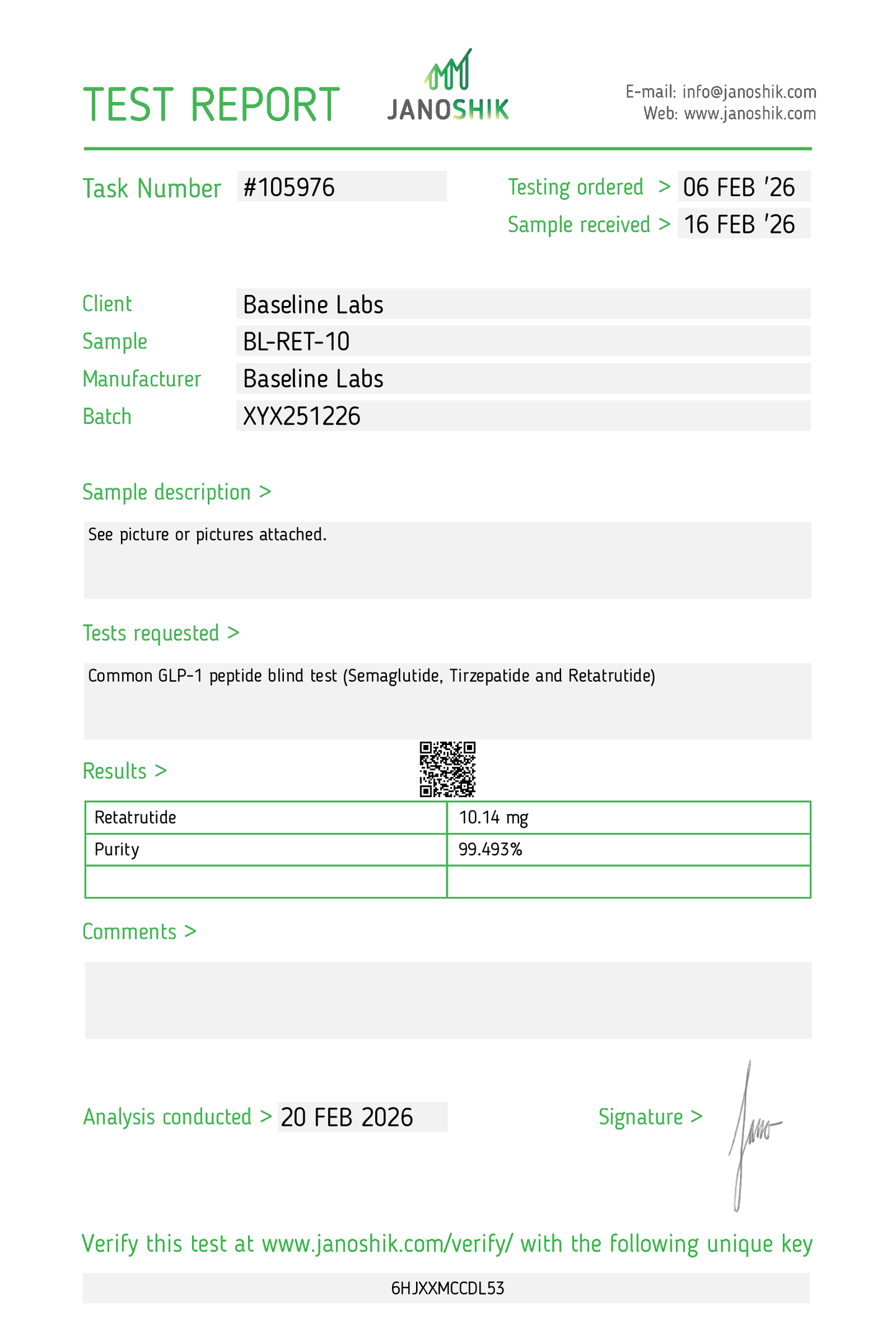 Retatrutide Janoshik Verified