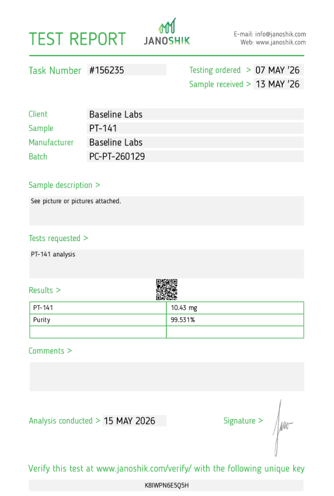 PT141 Philippines Janoshik Tested Libido Peptide | Bremelanotide | Baseline  Labs
